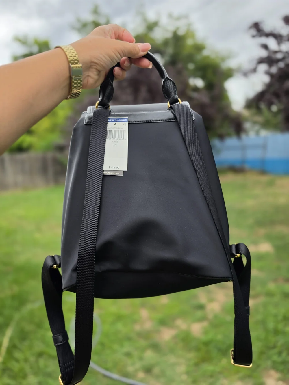 Ralph Lauren Black RL Logo Drawstring Backpack